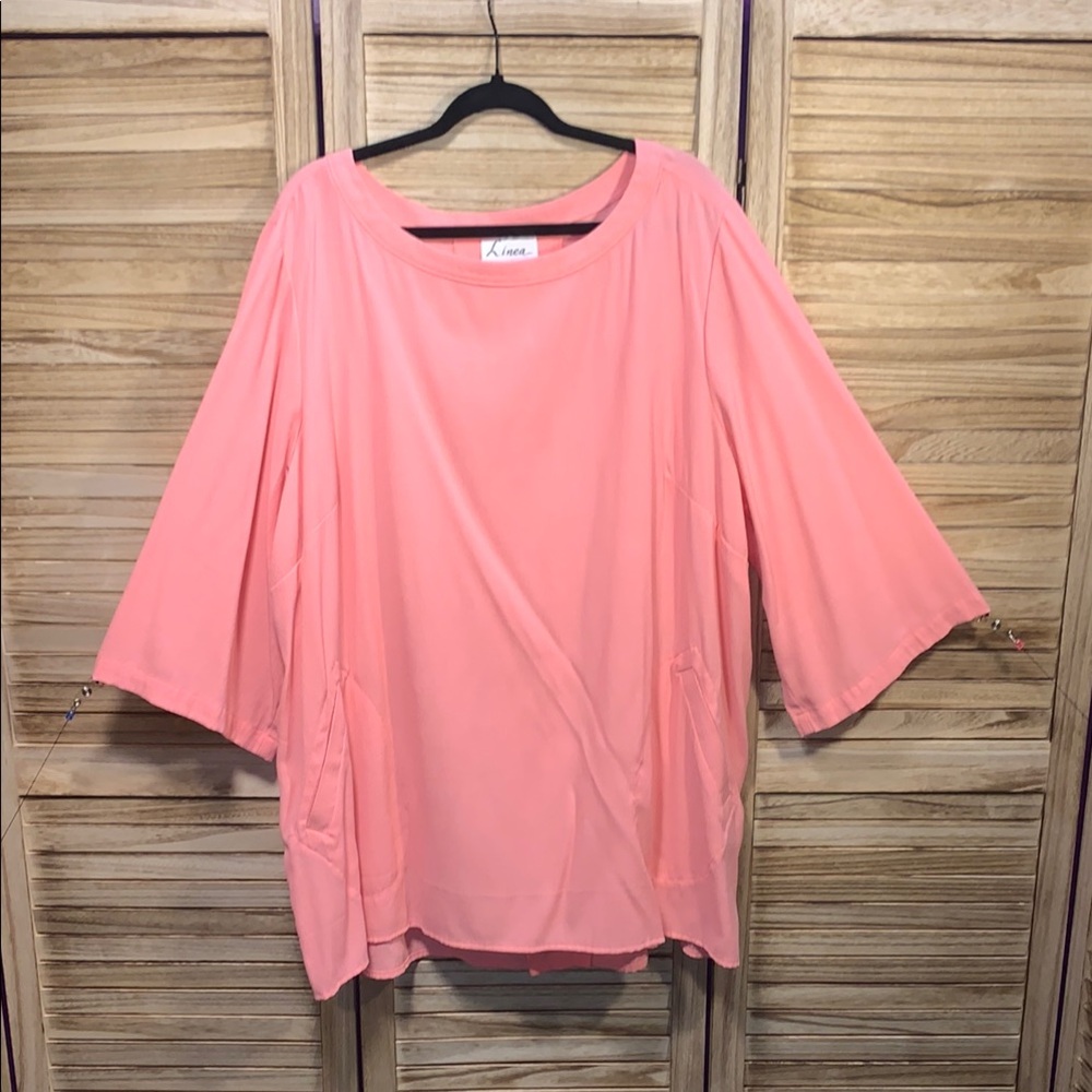 Linea by Lousi Dell'Olia Coral Women's Blouse Size 3X